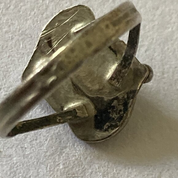 Vintage Turquoise Ring Dainty Silver Southwest Boho Rustic Patina Sz 6 - Picture 4 of 9